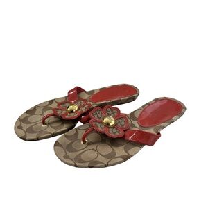 Coach Women's Red and Brown Sandals